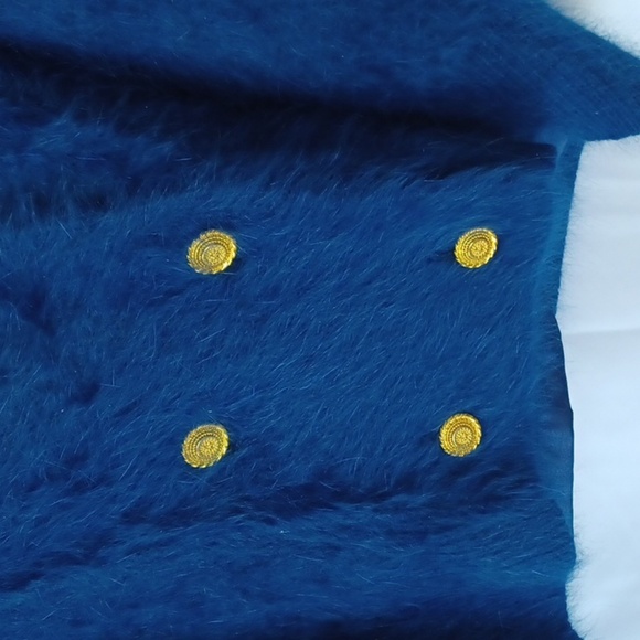 Celan of California cardigan fuzzy blazer, size L, Blue, lined - Picture 4 of 7